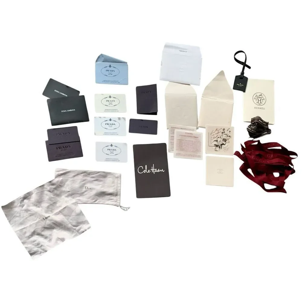 PRADA CHANEL GUCCI HERMES DIOR DESIGNER misc gift CARDS RIBBON TAGS LOT LUXURY